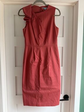 Antonio Melani Coral Ruffle-Shoulder Midi Sheath Dress